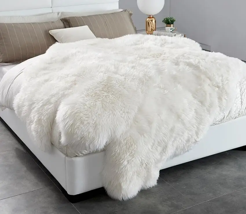 Real Australia Sheep Fur Skin  /  Long Hair Sheep Plate rug for bed