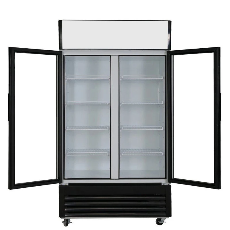 700L Commercial Beverage Fridge Cooler Upright Glass Door Supermarket Drinks Display Refrigerator