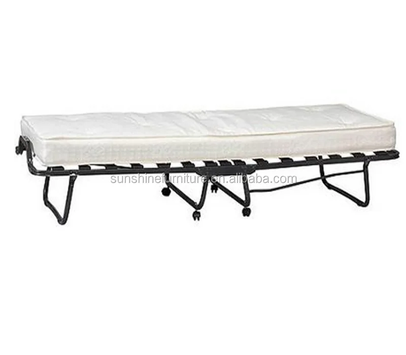 
modren cheap single folding metal bed with wheels 