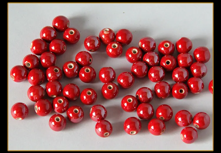 10mm pinkycolor glaze Porcelain Round Ceramic Beads For Jewelry Making Decorative Diy Bicone Pattern Beading Wholesale