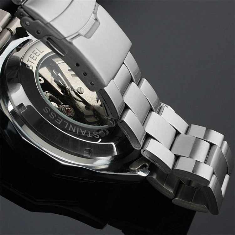 
WINNER 246 sale Fashion Winner Stainless Steel Skeleton Mechanical Watch For Man automatic self winder Wrist Watch 