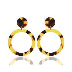 7 Colors Available Cellulose Acetate Sheet Acrylic Earring Leopard Grain Tortoise Shell Round Acrylic Earrings