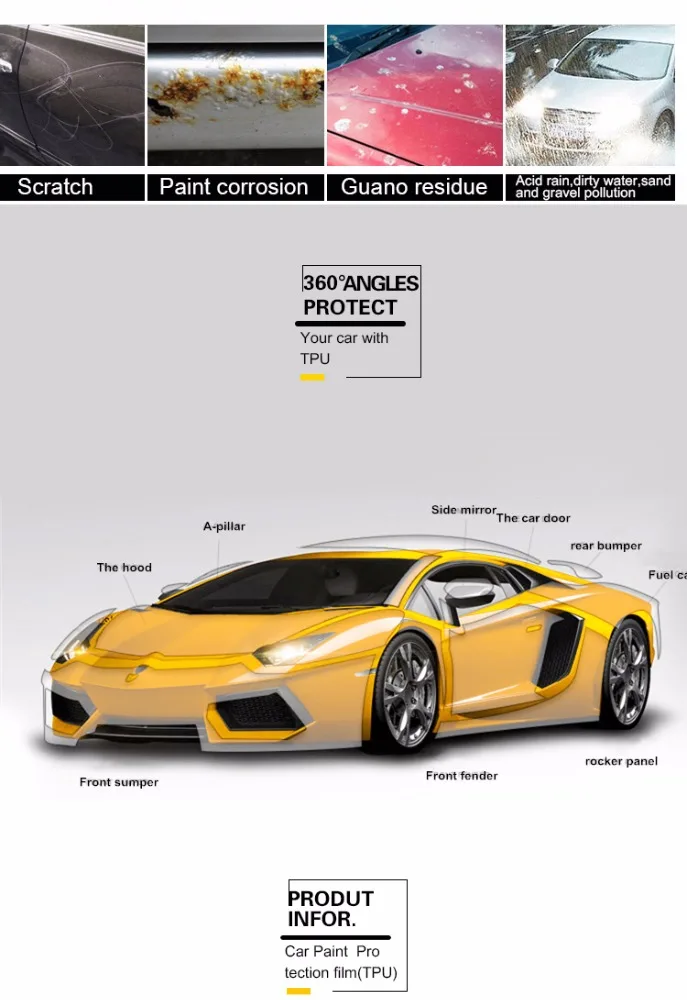 Top quality Nano coating Clear Car Paint Protection Vinyl Film For Car Decoration