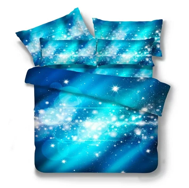 
100% polyester 3D Microfiber bed sheet Star pattern Duvet cover bedding sets-quilt set 