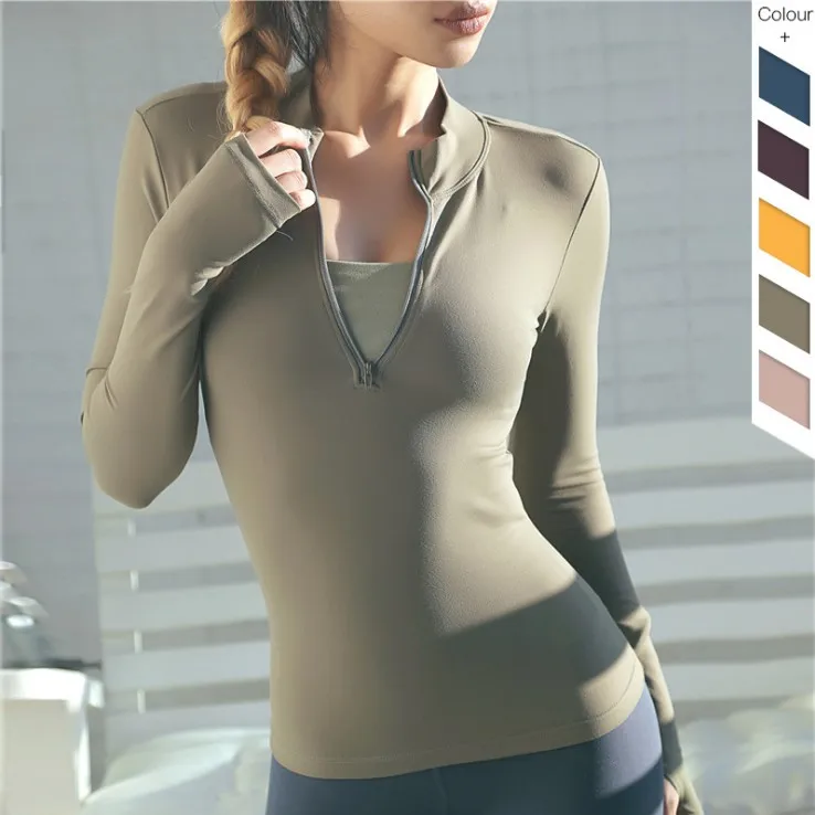 
 Оптовая продажа, спортивные женские куртки для йоги, модные женские куртки на молнии для фитнеса и йоги 1/4  