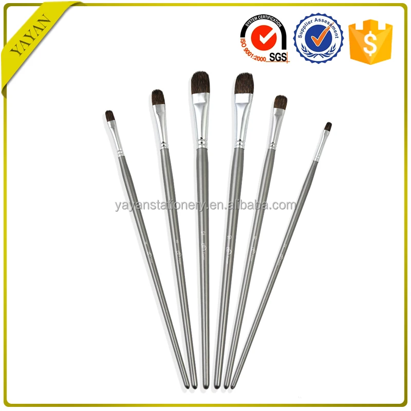 High Quality 6PCS Art Supplies Filbert Squirrel Oil Artist Paint Brushes for Painting