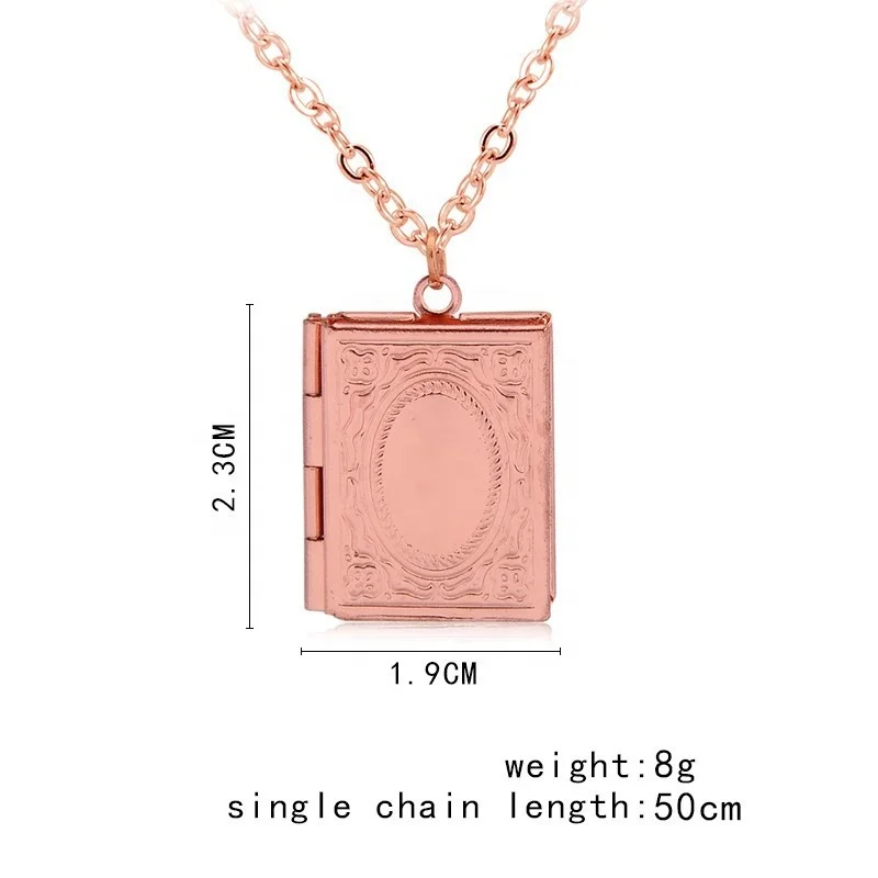 fashion floating chain pendant book locket necklace