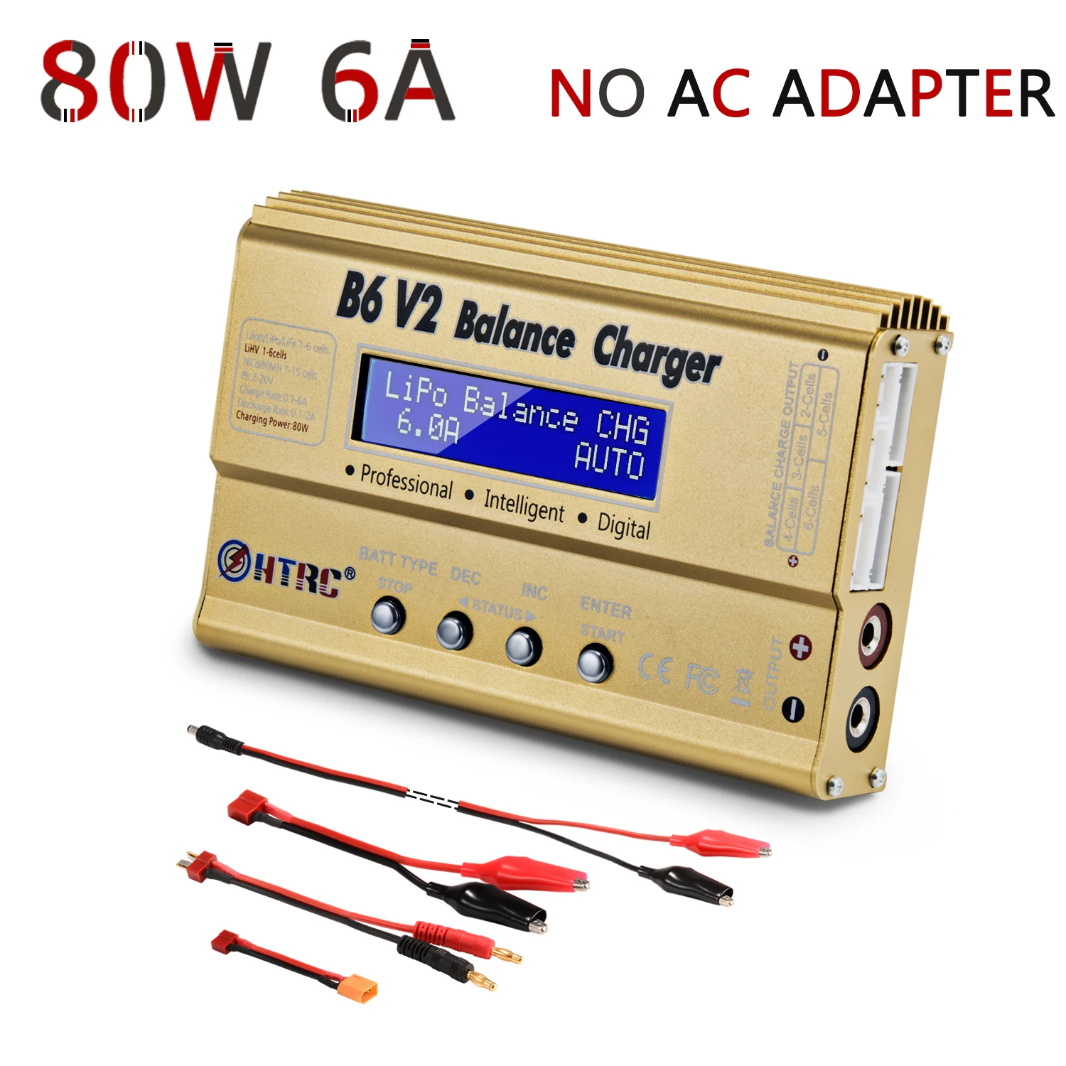 
HTRC B6 V2 80W Professional Digital Lipo Battery Balance Charger Discharger for LiHV LiPo LiIon LiFe NiCd NiMH PB Battery 