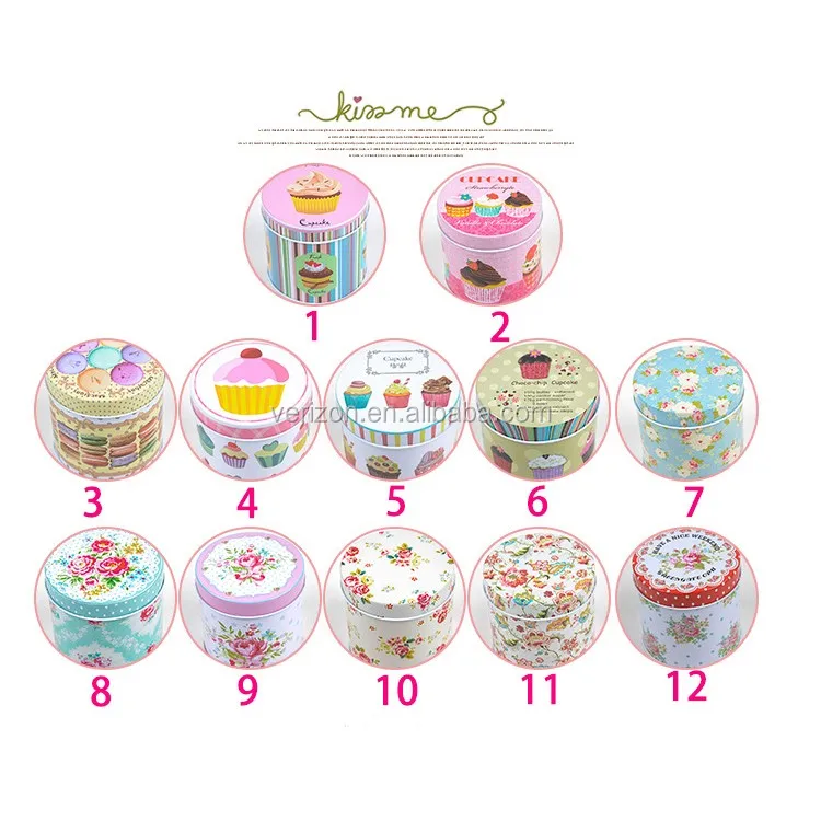 Round Mini Floral Collectables Tin Case Candy Storage Box Wedding Favor Tin Can