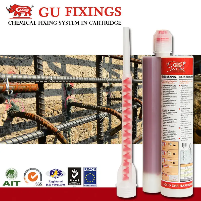 Construction steel rod injection cartridge systems bonded anchor