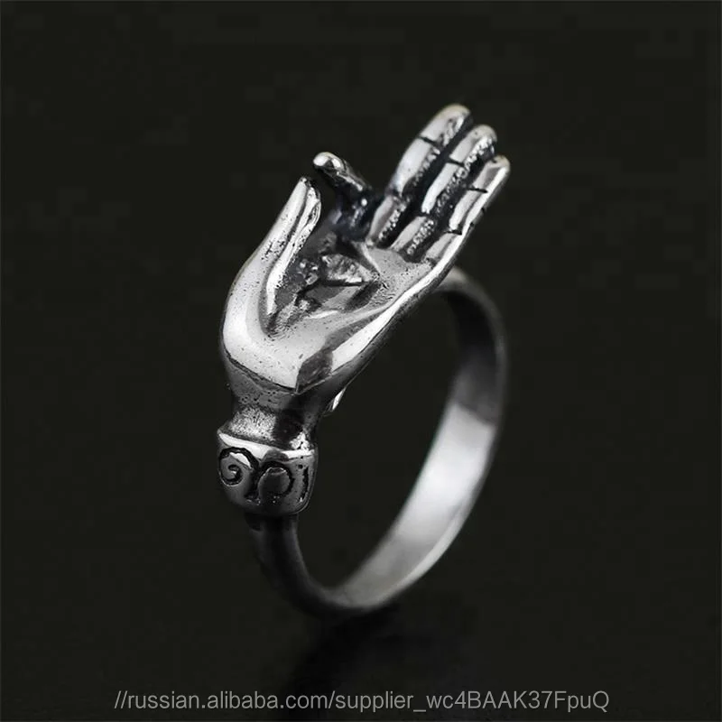 Модные Серебристые рука Будды черепаха кольцо дизайн