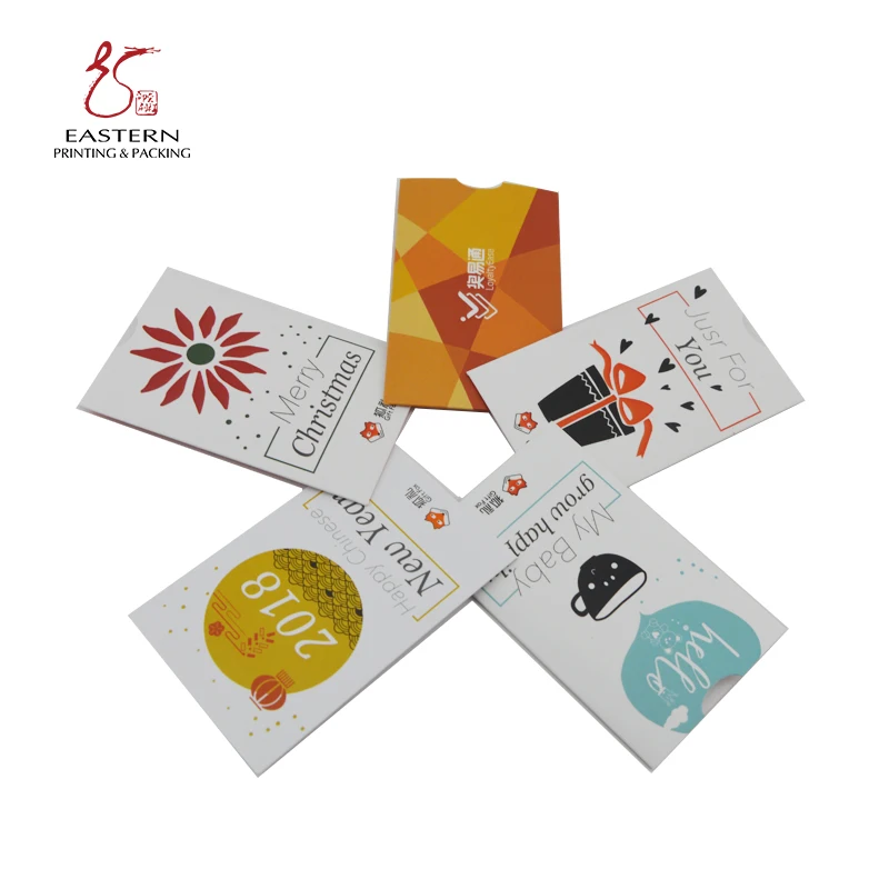 Custom Printing Information Protecting Paper Credit Card Holder or Gift Card Holder