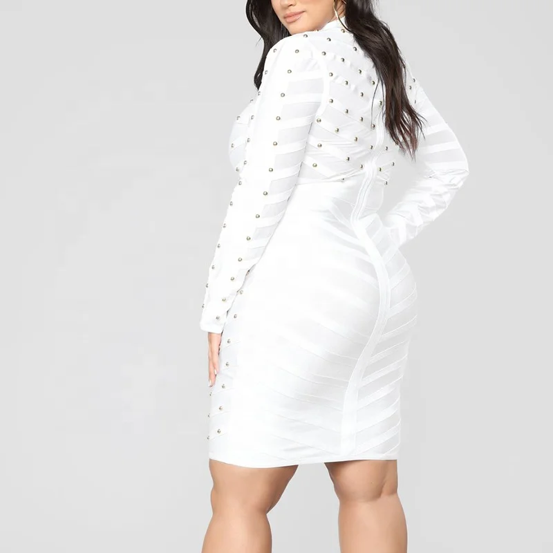 Женские сетчатые бандажные платья с длинным рукавом