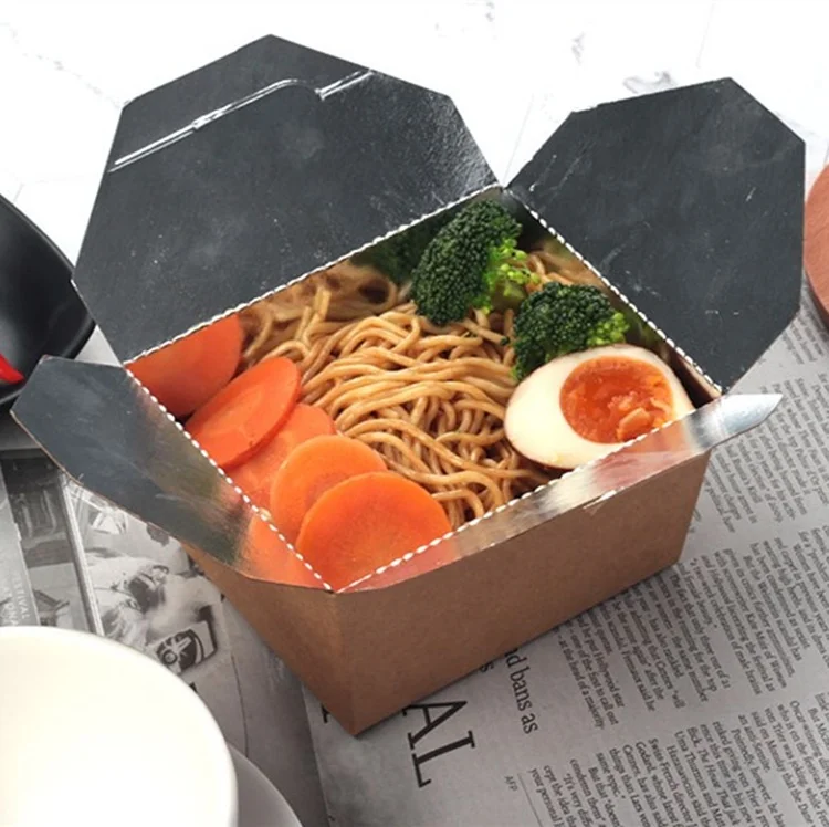 Disposable insulated kraft paper box with aluminum foil packaging takeaway salad box