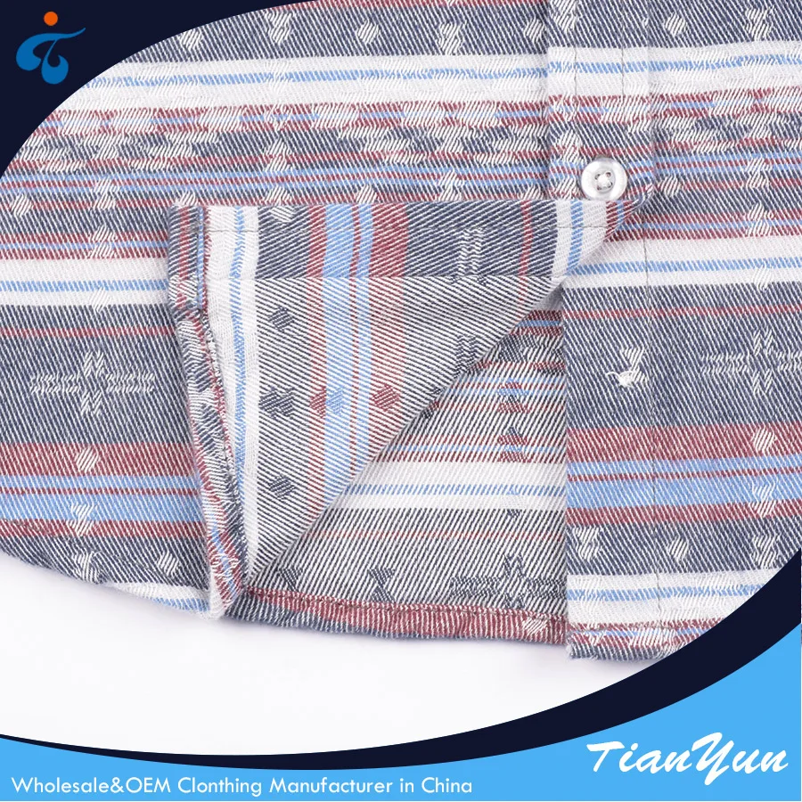 Professional winter beautiful full sleeve cotton jacquard flannel ladies stripe blouse