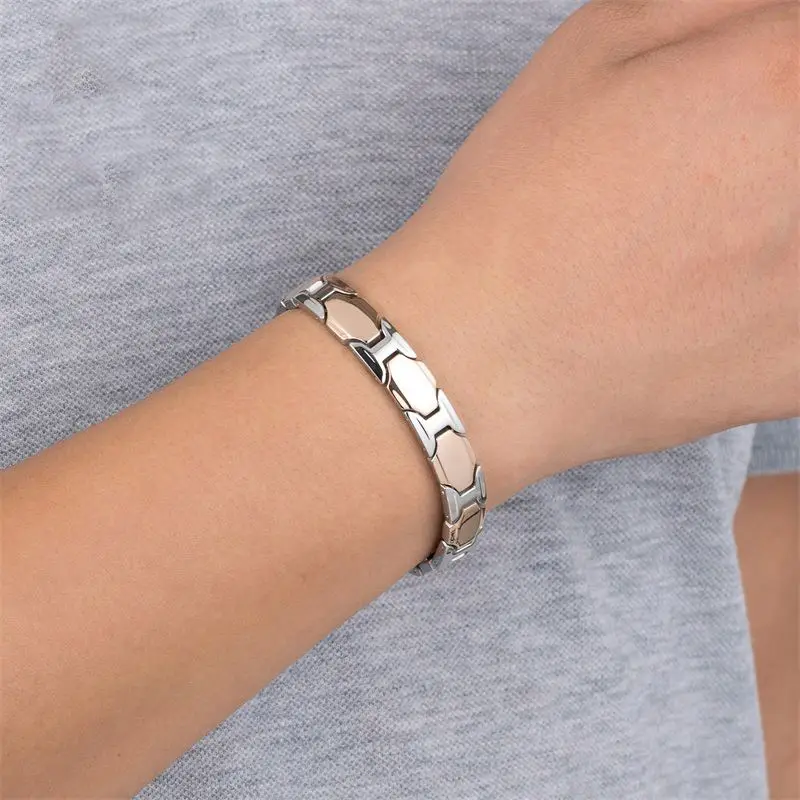 Factory Personalized Healthy Germanium Men Women Gold Plated Custom Stainless Steel Bracelet