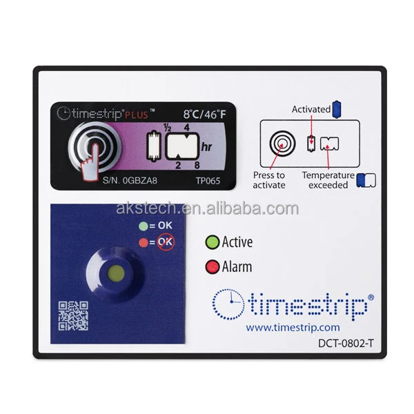 Single use 2-8C Timestrip Complete temperature label for Pharmaceutical Cold Chain Monitoring