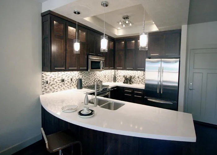 kitchen work top with nano crystal glass