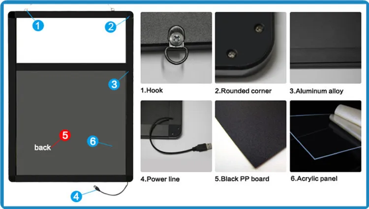 Multi color neno led light display advertising board for fast food menu board