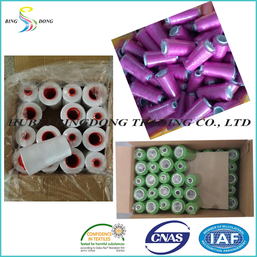 Крашеные цвета 2500y 3000y 4500y 5000y в рулоне 100% полиэфирная швейная нить 40/2