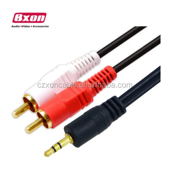 Beixonn 1.5m gold  rca cable audio video cable 2 rca to 3.5mm cable