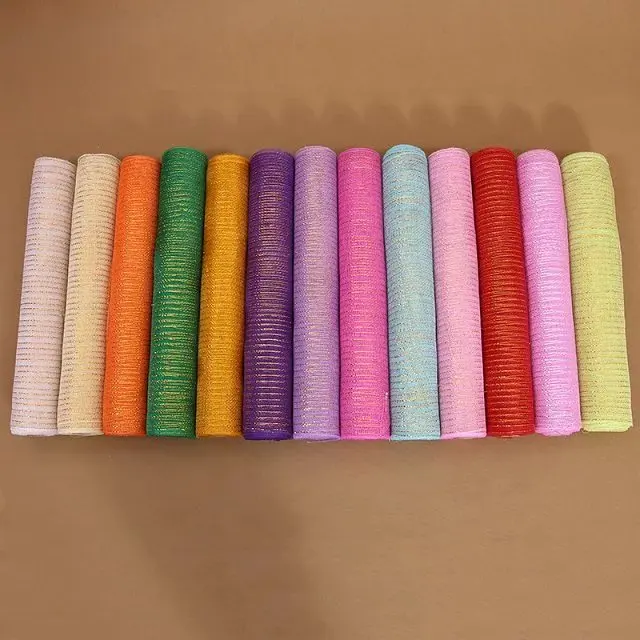 Christmas Deco Mech Ribbon Gift DIY 21 Inch Flower Wholesale Deco Mesh Roll for Wreath