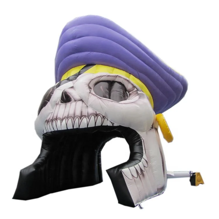 Фиолетовый надувной футбольный туннель для колледжа с пиратским черепом/гигантский спортивный пиратского отдыха/надувной