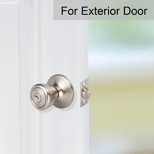 Entry/Exterior/Privcy/Passage/Dummy Knob Handle with Lock and Key Tulip Style Knob in Satin Nickel 576 Door Knob Lock