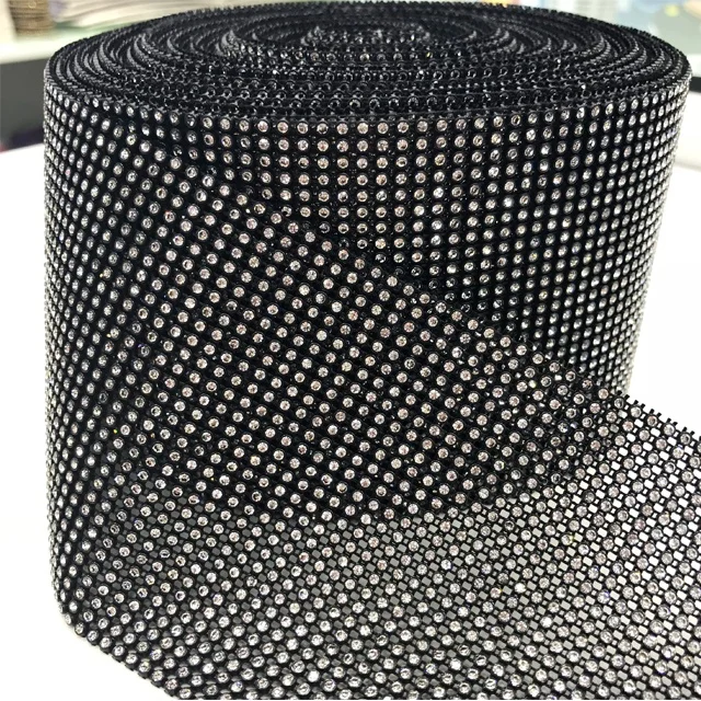 va012 wholesale SS6 30rows plastic crystal mesh trim rhinestone mesh plastic for decoration