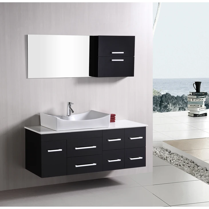 Hangzhou Vermont Modern Vanity White Black Wall Hang Bathroom Sink Cabinet With Basin