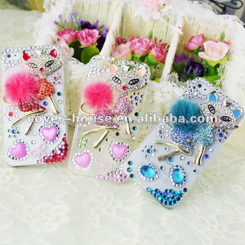 Для iphone 4 G 4S сексуальное шику кошка кристалл чехол ручной работы