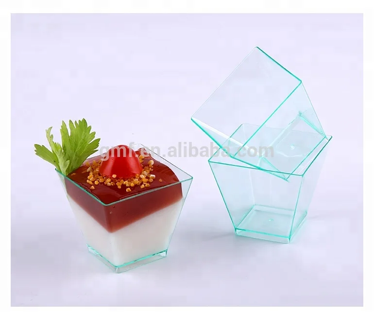Clear multi use 2oz disposable square plastic cup for food storage