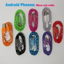 100cm 3ft braided Micro usb charger Cable Nylon durable data sync cord wire for Samsung S4 S3 Note 2 HTC XiaoMi Huawei LG Phones