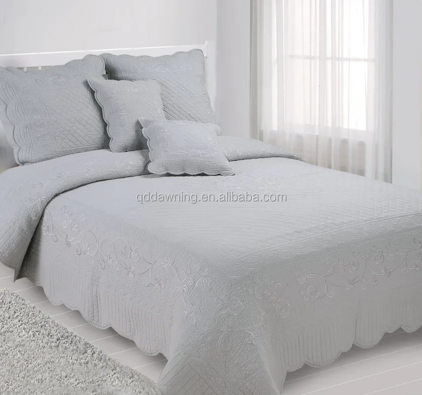 Modern fashion over sized cotton quilt bedspread wedding bed sheet set