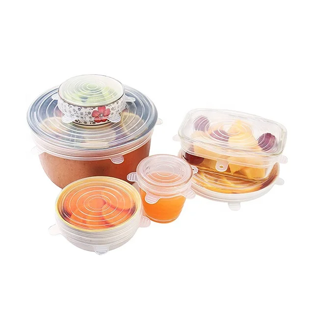 Six sets of food fresh cover Reusable food fresh lid easy to clean Food Grade Silicone Stretch Lids