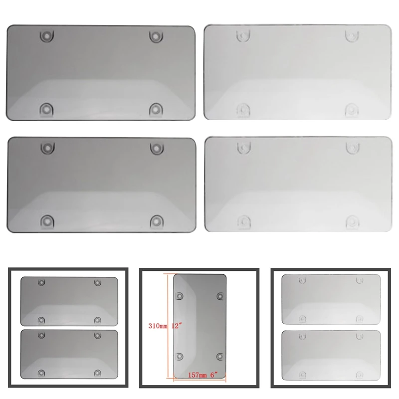 High Quality Clear Smoke Cover Bug Shield Tag Protector Car Truck  License Plate Frame