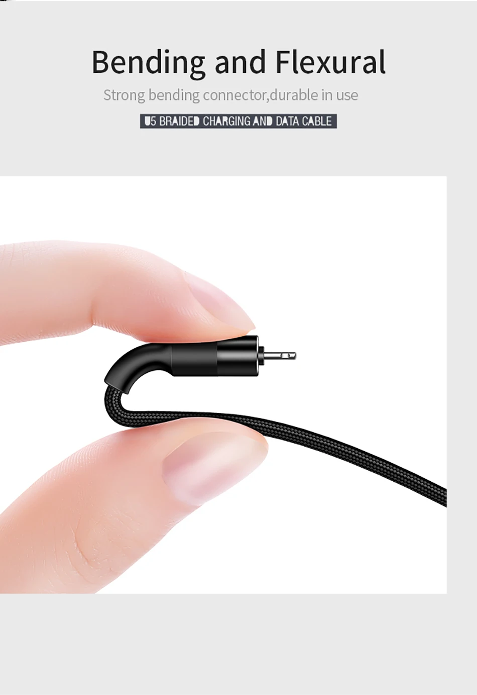 USAMS US-SJ220 U5 1.2M 2A Aluminum Alloy Braided USB Charging Cable for iPhone