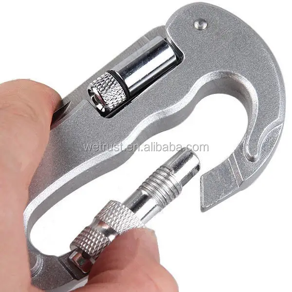 Multifunctional Aluminum Alloy Carabiner Hook Climbing Buckles with Foldable Knife and Screwdriver Carabiner Knife