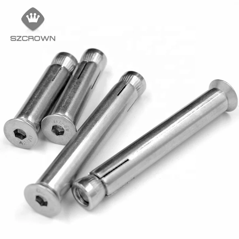 304 stainless steel countersunk head hex inner expansion screw built-in expansion bolt
