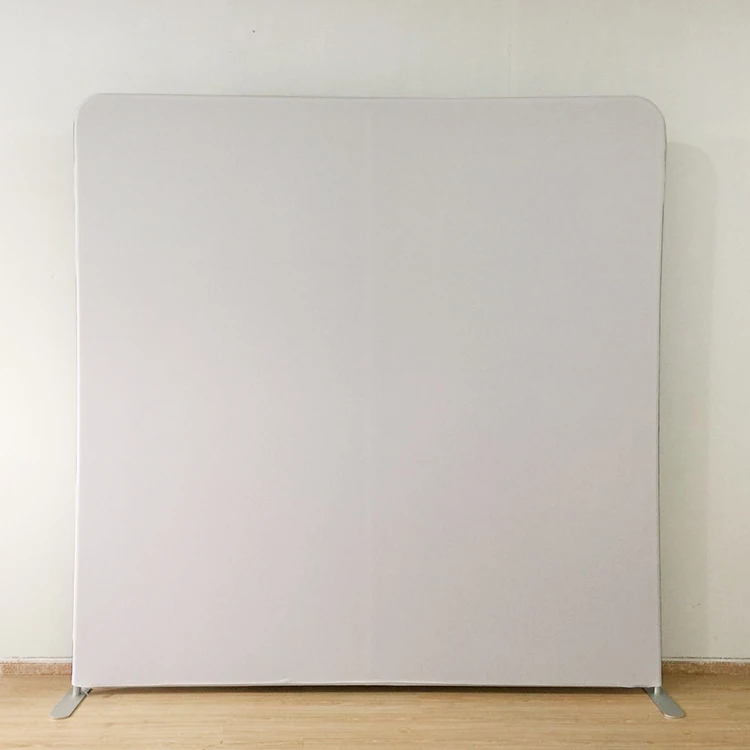 8ft straight aluminum stand pull up white cloth fabric white tension backdrop