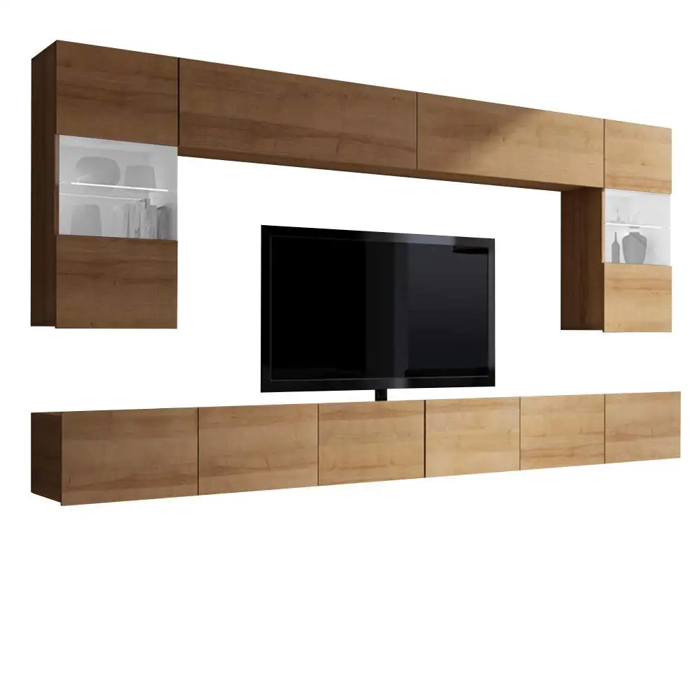 Hot sale high quality Floating Wall Mounted LED High Gloss UV TV Stand Set With Storage for Apartment