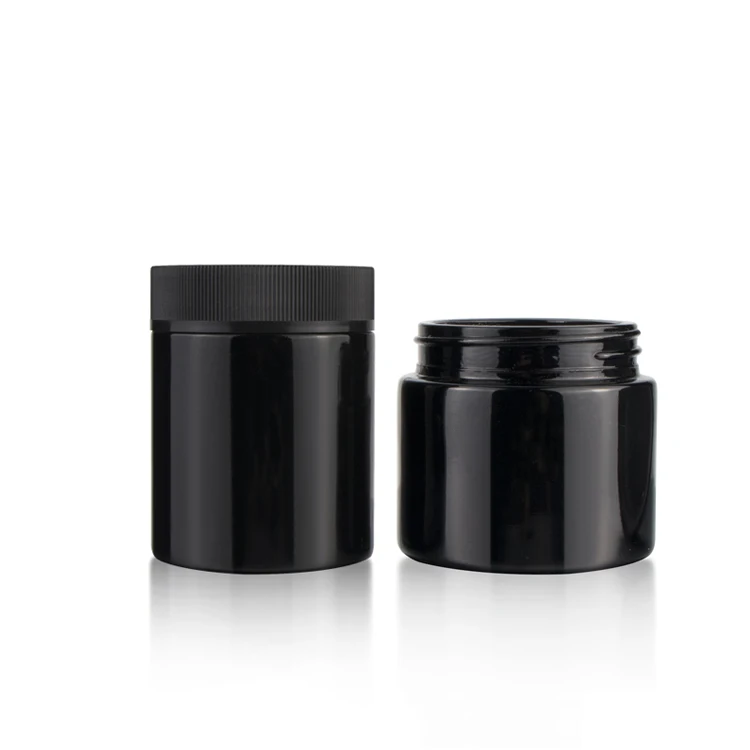 Manufacturer 1oz 2oz 3oz 4oz 6 oz black glass container storage jar with lid