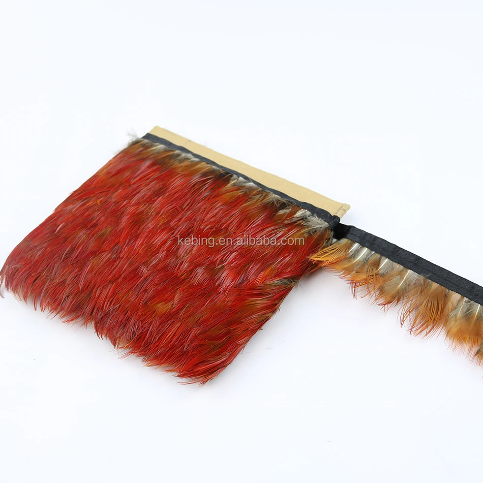 New arrival plume trim wholesale bulk dyed red pheasant feather fringe