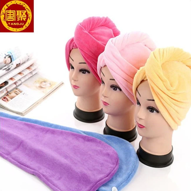 China OEM ODM High Quality Microfiber Drying Hair Salon Towel Cap Hair Towel With Embroidered Logo