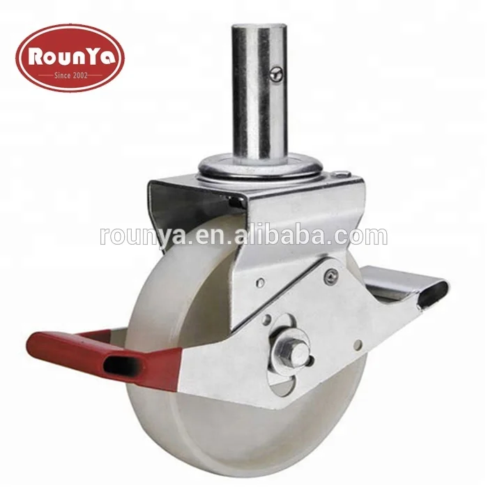 
200mm nylon caster wheel for scaffolding platform with brake pedal 