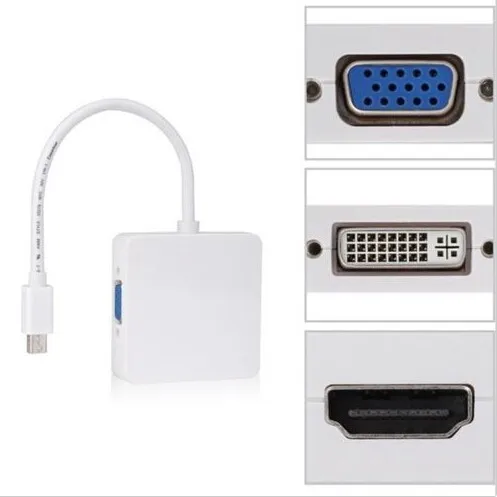 3 в 1 адаптер Thunderbolt Mini DP Displayport для DVI VGA для MacBook