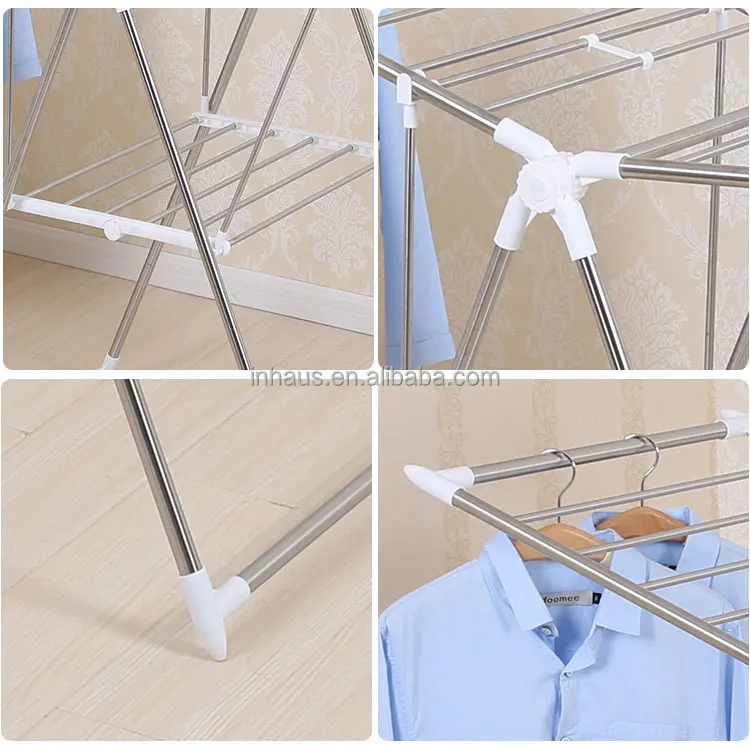 High quality indoor PP coated steel cloth dryer stand foldable hanging laundry airer folding table clothes dryer rack