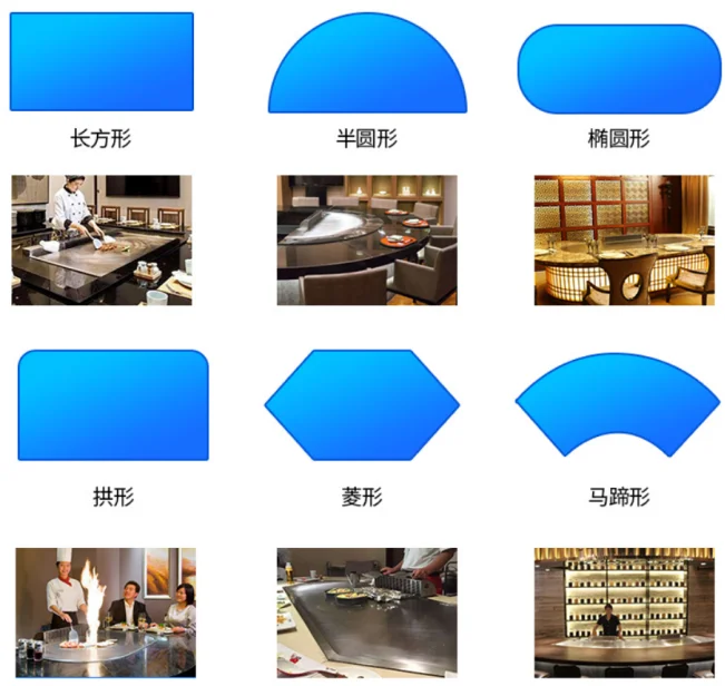 133*180*80 Commercial Teppanyaki Restaurant Hotel