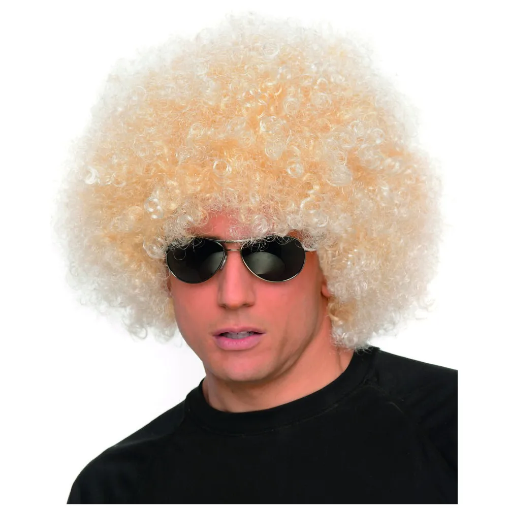 Мужские Женские взрослые разноцветные натуральные синтетические волосы Джамбо блонд афро парик Стамбул парик