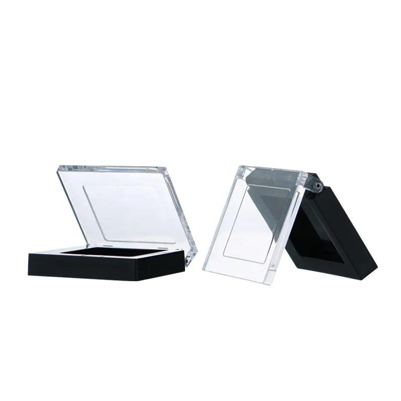 
custom empty makeup packaging plastic square single eye shadow case with clear cap 